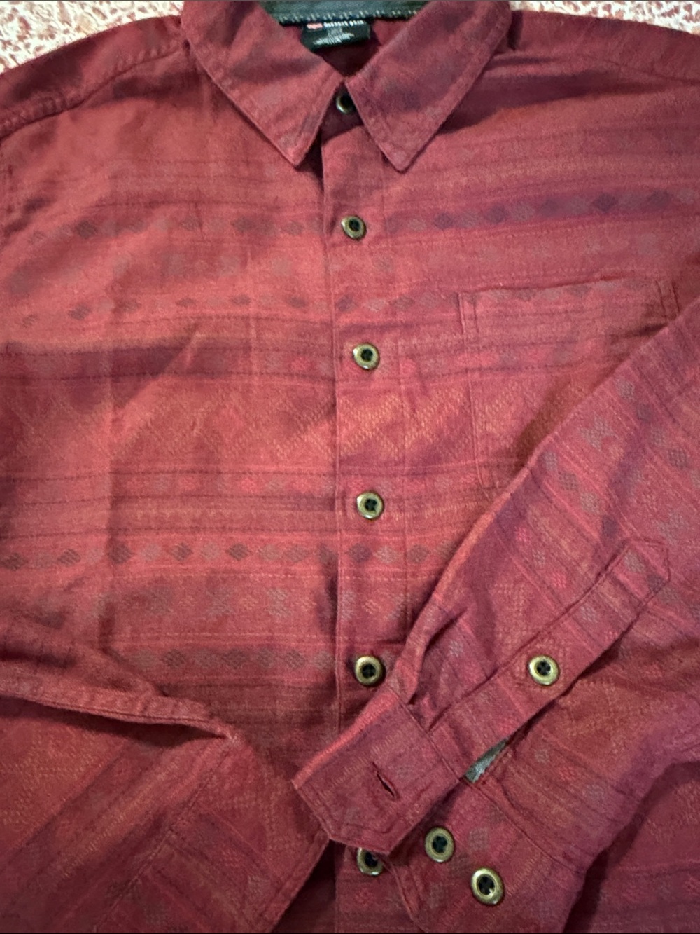 Men's Red Patterned Button-Up Jacket - Picture 6 of 10